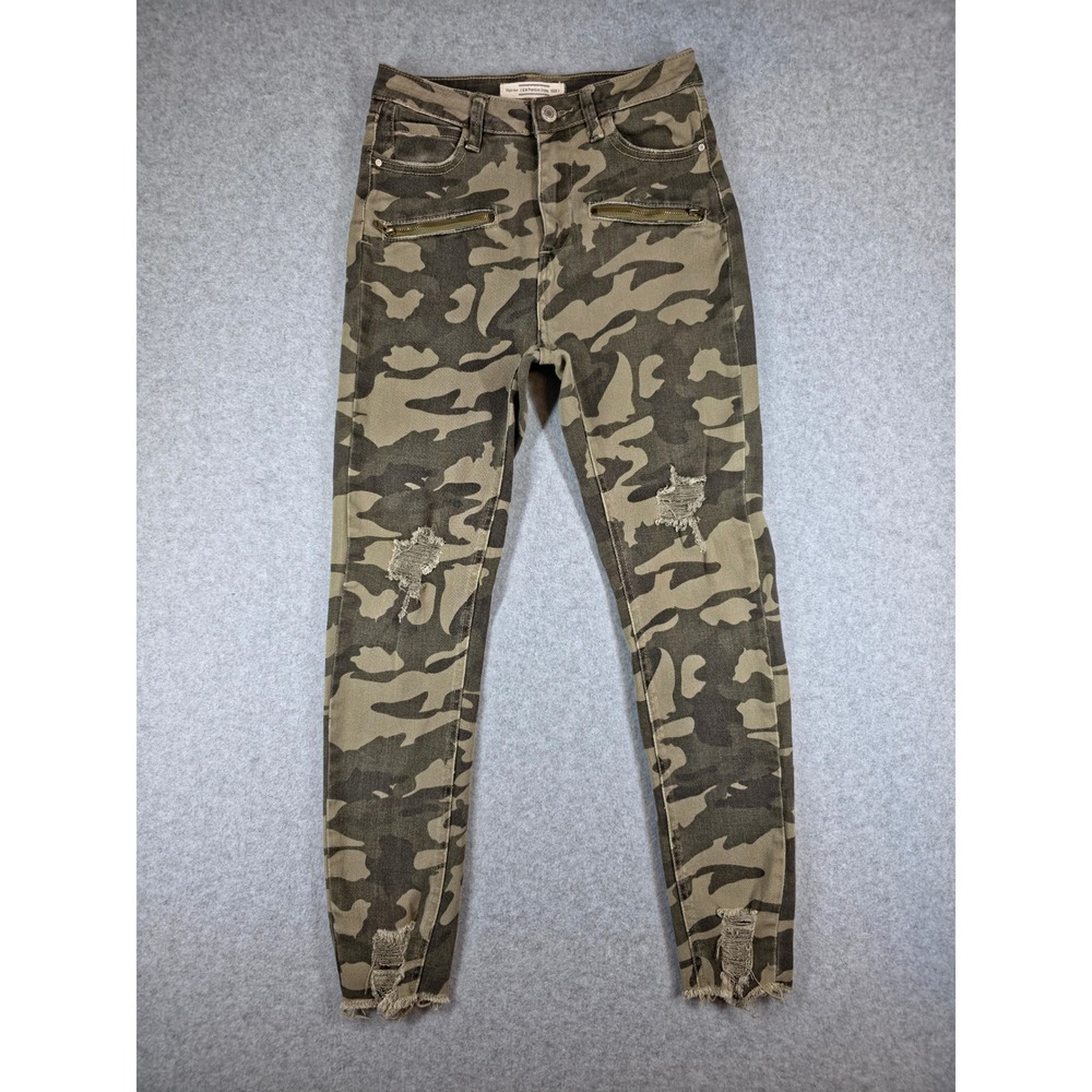 I & M Jeans Womens High Rise Camo Skinny Jeans Distressed Size 3 IH8312HSC